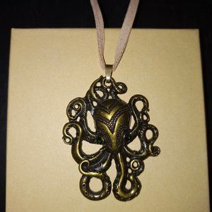 Octopus Pendant Necklace with Rhinestone Eyes